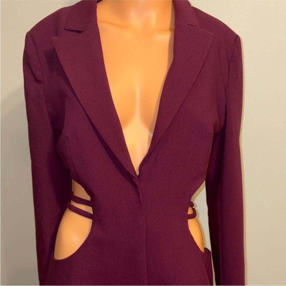 Oh Polly Deep Wine Cutout Blazer